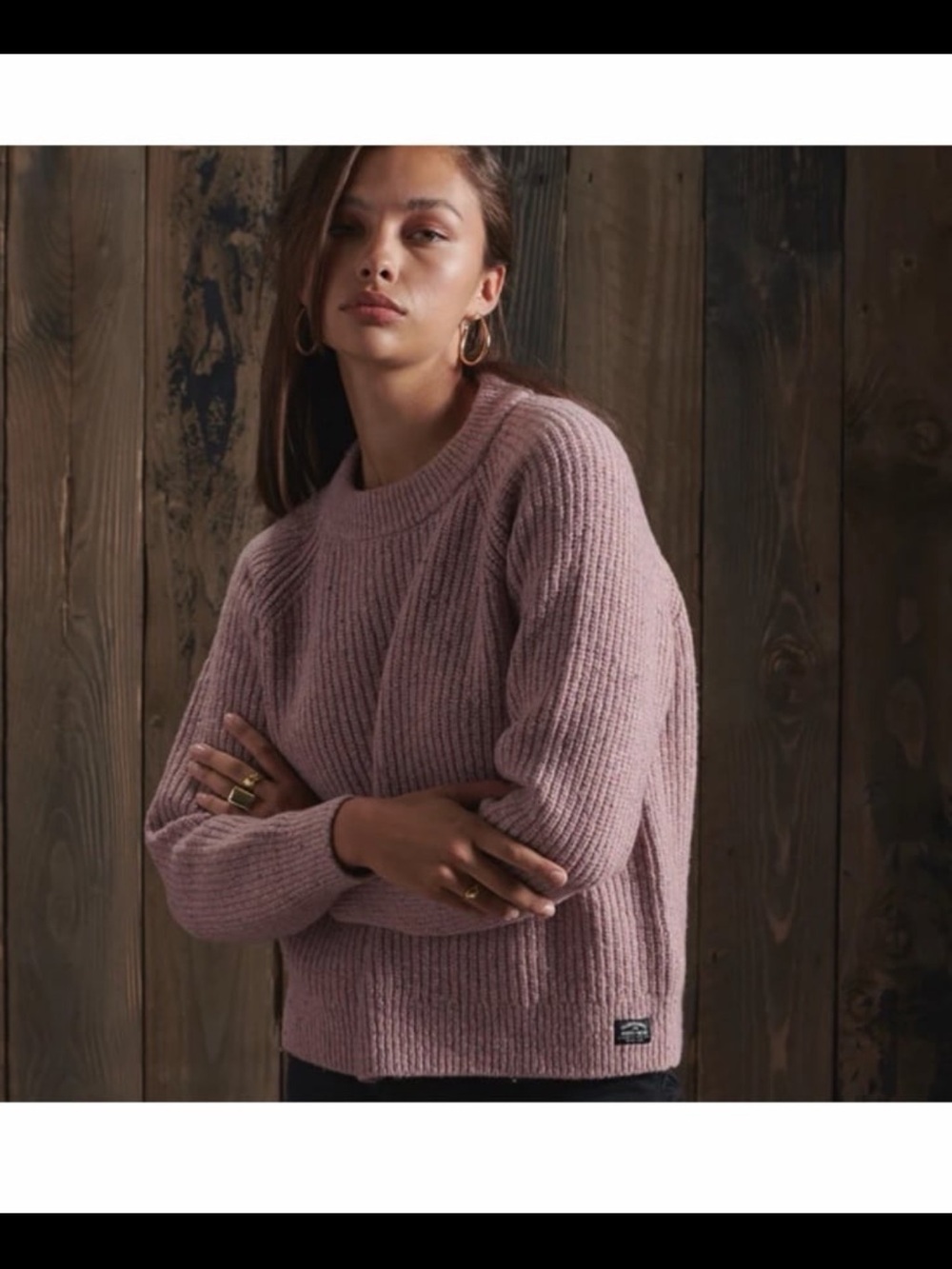 Superdry Ribbed Crewneck Sweater in dusty rose